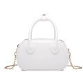 White PVC jelly crossbody bag with heart-shaped detail and gold chain strap - White / 190*60*110mm