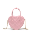 Pink heart-shaped PVC jelly bag with diamond quilting and gold chain strap - 190*50*170mm / Pink
