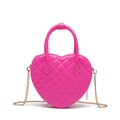 Pink heart-shaped PVC jelly bag with quilted pattern and golden chain strap - 190*50*170mm / Rose Red