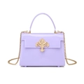 Mini PVC jelly handbag in lavender purple with vintage gold baroque clasp and chain - Purple