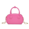 Pink PVC jelly handbag with heart handles and gold chain strap for women - Rose Red / 190*60*110mm