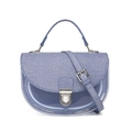 Bolso de montura morado translúcido con solapa de sarga azul y bandolera - Azul oscuro