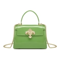 Mini sac à main en PVC vert avec fermoir fleur de lys doré et bandoulière - 200*70*140mm / Vert