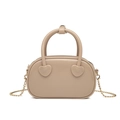 Chic beige PVC jelly bag with unique heart-shaped handle bases and gold chain strap - Apricot / 190*60*110mm