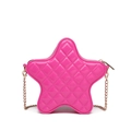 Sac étoile en PVC matelassé rose vif avec bandoulière en chaîne dorée élégante - Rose rouge