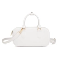 Bolso Boston de PVC blanco con herrajes dorados y correa ajustable para mujer - 250*90*120mm / Blanco