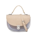 Bolso bandolera de PVC translúcido y paja trenzada beige con elegante cierre metálico - Albaricoque