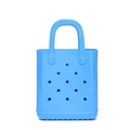 Fashionable bright blue DIY beach basket bag with decorative holes and dual handles - 160*70*190mm / Blue