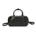 Bolso Boston negro brillante en PVC con detalles dorados y correa ajustable moda - 250*90*120mm / Negro