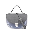 Bolso de hombro gris tejido con cuerpo de PVC translúcido azul claro y cierre - Azul grisáceo