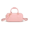 Bolso Boston de PVC brillante rosa con herrajes dorados y correa ajustable - 250*90*120mm / Rosa