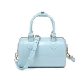 Light blue PVC jelly handbag with glossy finish, top handles and crossbody strap - 190*70*130mm / Blue