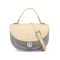 Bolso de silla translúcido con textura tejida beige y cierre de presión plateado - Blanco Roto