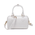 Polished white PVC jelly handbag with golden hardware and adjustable crossbody strap - 190*70*130mm / White