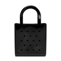 Glossy black PVC jelly beach bag with creative perforated hole design and handles - 160*70*170mm / Black