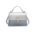 Bolso bandolera de cuero plateado metalizado y PVC transparente azul con cierre - Plateado
