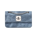 Blue denim crossbody mini bag with silver chain and square twist lock closure - 170*70*100mm / Blue