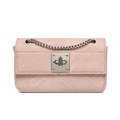 Chic pink quilted mini crossbody bag with silver rotating lock and chain strap - 170*70*100mm / Pink