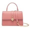 Bolso bandolera de piel PU rosa con cierre de corazón dorado y cadena - 20x8x13cm / Rosa