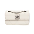 White quilted crossbody bag with silver twist lock and chain strap minimalist style - 170*70*100mm / White