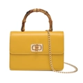 Bolso de mano rectangular amarillo con asa de bambú y correa de cadena dorada - 200*75*135mm / Amarillo