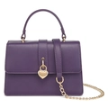 Bolso sobre de cuero PU morado con cierre de corazón dorado y asa de cadena - 20x8x13cm / Púrpura