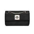 Classic black crossbody bag with diamond quilted pattern and silver chain strap - 170*70*100mm / Black