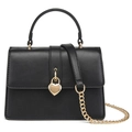 Bolso sobre de cuero PU negro con cierre de corazón dorado y correa de cadena - 20x8x13cm / Negro