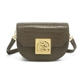 Bolso de hombro verde oliva en piel PU de cocodrilo con hebilla dorada - Verde Militar