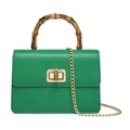 Bolso retro de cuero PU verde con asa de bambú y cadena dorada para mujer - 200*75*135mm / Verde