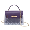 Bolso bandolera morado y transparente de PVC con patrón acolchado y cadena dorada - Púrpura / 210*70*145mm