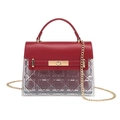 Bolso bandolera de PVC transparente con solapa de cuero rojo y cadena dorada - Rojo / 210*70*145mm