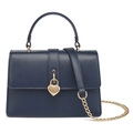 Bolso bandolera de cuero PU azul oscuro con cierre de corazón dorado y cadena - 20x8x13cm / Azul