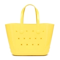 Grand sac de plage en EVA jaune vif avec motifs découpés en étoile et poignées - Jaune / 280*110*180mm