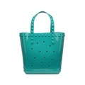 Borsa tote in PVC turchese con borchie quadrate e ritagli a stella per la spiaggia - 260*90*240mm / Ciano