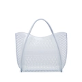 Light blue translucent PVC jelly beach basket with diamond hollow pattern and top handles - 25.5*14*24cm / Clear