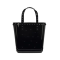 Glossy black PVC jelly tote bag with pyramid studs and embossed star detail - 260*90*240mm / Black