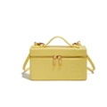 Mini yellow crocodile pattern leather handbag with top handle and crossbody strap - Light Yellow