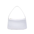 Bolso de hombro blanco minimalista en charol brillante con cierre de cremallera superior - Blanco