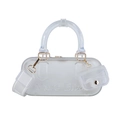 Pink transparent PVC jelly pillow bag with wide shoulder strap and gold hardware - Clear
