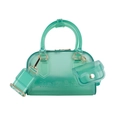Mint green translucent jelly handbag with detachable strap and small matching purse - Translucent Green