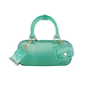 Green translucent PVC jelly Boston bag with logo detail and wide ZA shoulder strap - Translucent Green