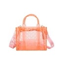 Borsa tote arancione traslucida in PVC con tracolla rosa tessuta e tasca interna - Rosa Trasparente