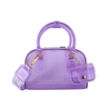 Purple translucent jelly handbag with wide logo strap and matching coin purse - Translucent Light Purple