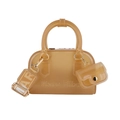 Bernsteinfarbene transparente Jelly-Handtasche mit Logogurt und kleiner Börse - Transparentes Kaffee