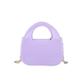 Glossy lavender evening clutch bag with arc handle and golden chain strap - Purple