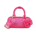 Rosa transparente PVC-Gelee-Tasche mit breitem Gurt und Mini-Taschenanhänger-Set - Transparent Rosarot