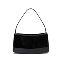 Bolso de hombro elegante en charol negro con acabado de espejo brillante - Negro