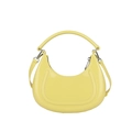 Glossy yellow crescent hobo bag in patent leather with silver hardware and shoulder strap - Light Yellow