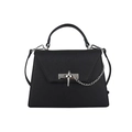 Sac à main noir structuré en cuir Saffiano avec chaîne argentée et bandoulière - Noir